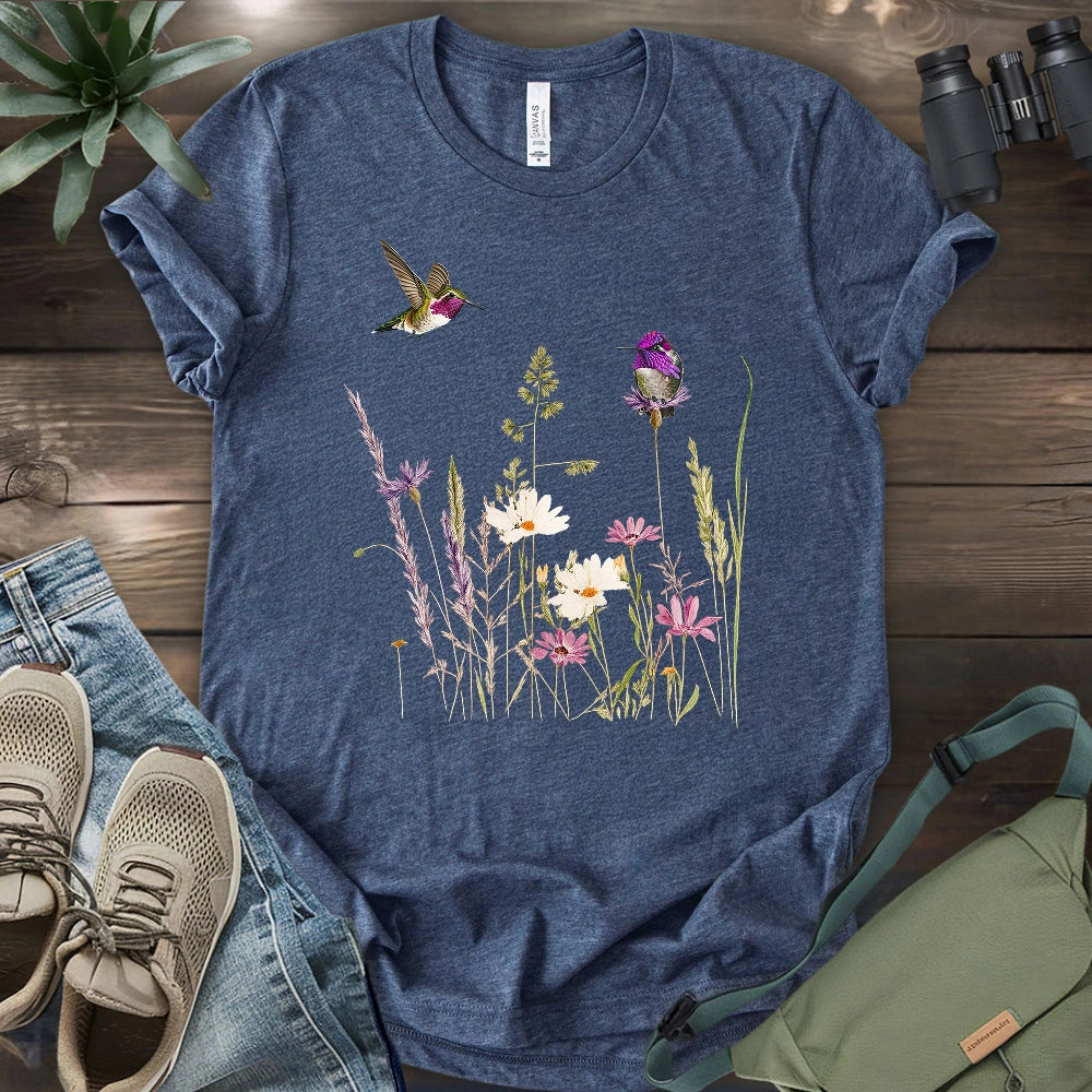 Hummingbirds And Wildflowers T-shirt