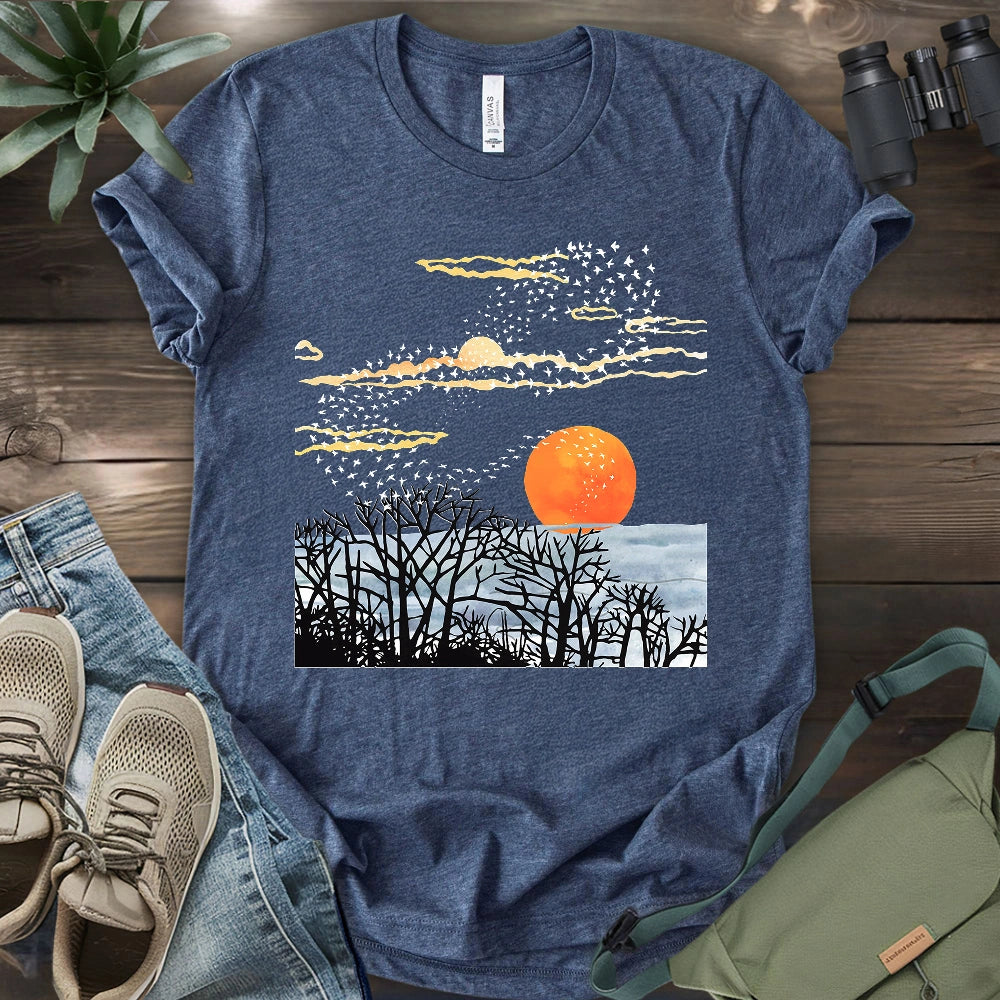Sunset Starling Murmuration T-shirt