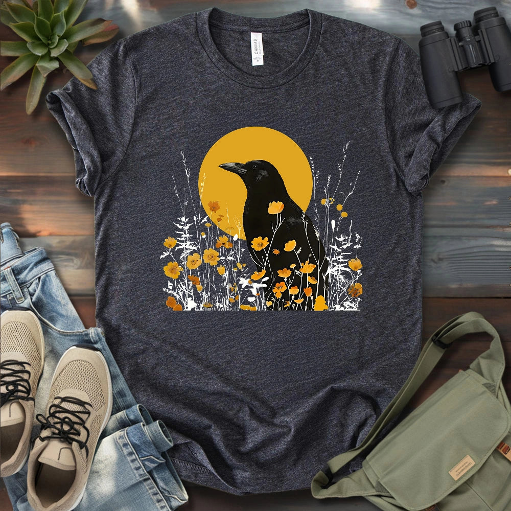 American Crow With Poppies T-shirt