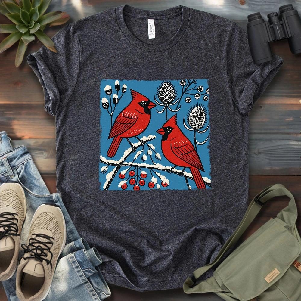 Cardinals In Winter T-shirt