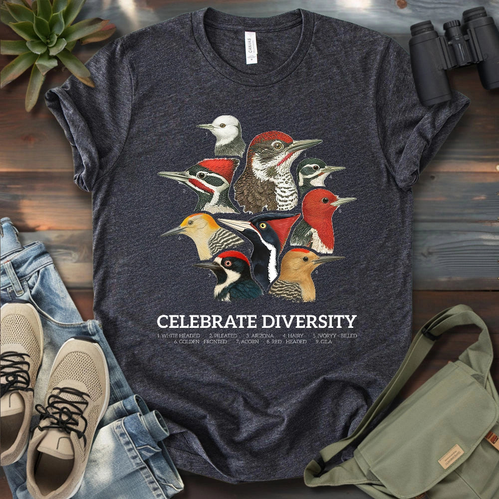 Celebrate Diversity Of Woodpeckers T-shirt