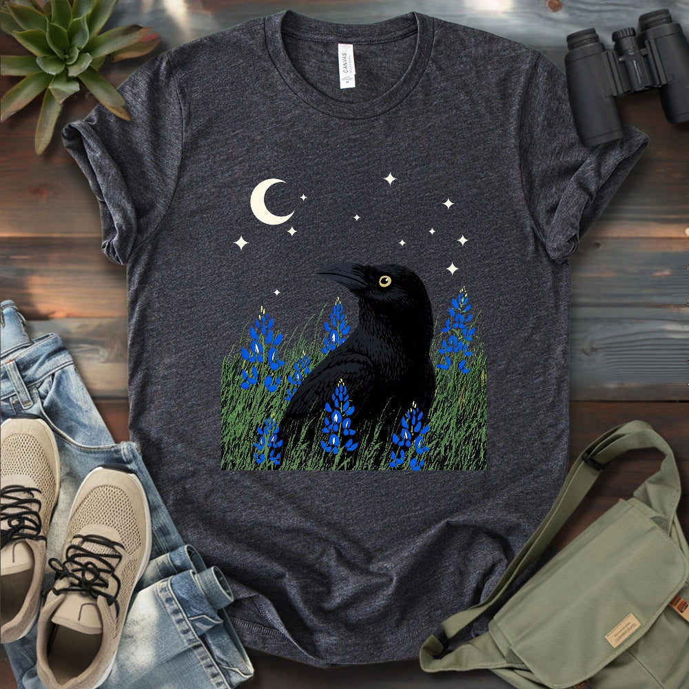 Crow On Bluebonnet Field T-shirt