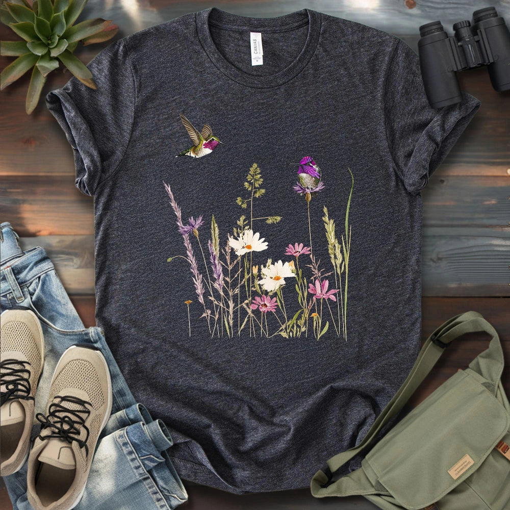 Hummingbirds And Wildflowers T-shirt