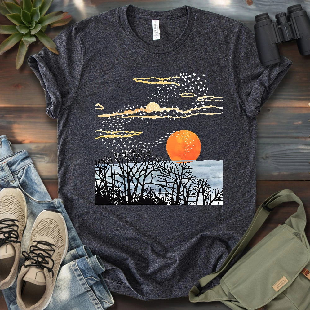 Sunset Starling Murmuration T-shirt