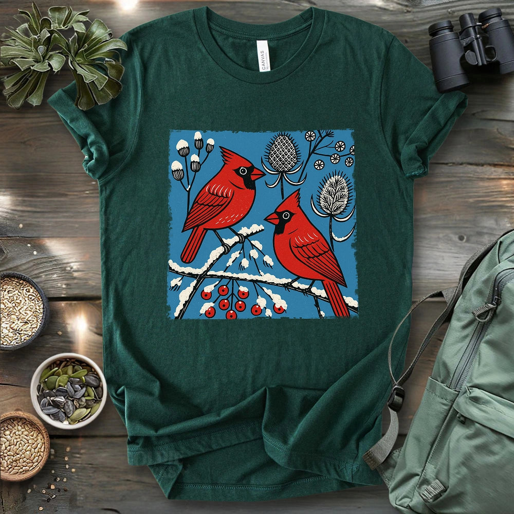 Cardinals In Winter T-shirt