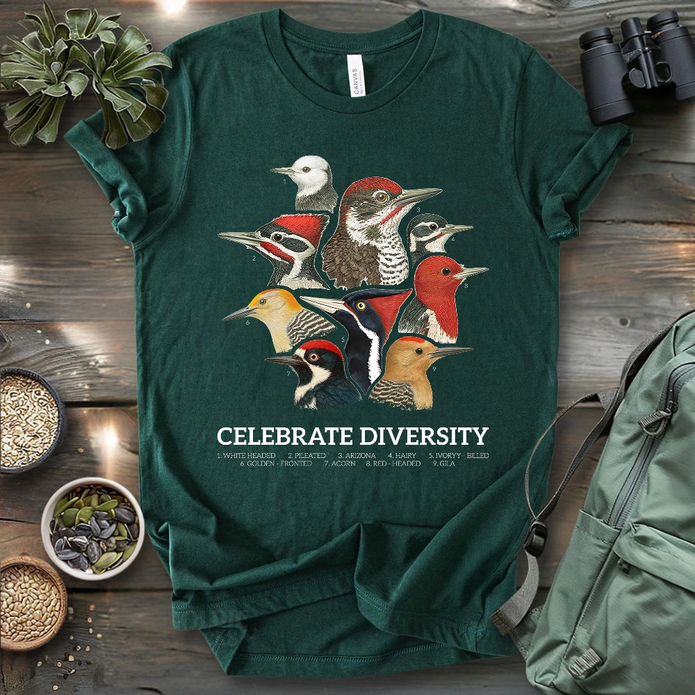 Celebrate Diversity Of Woodpeckers T-shirt
