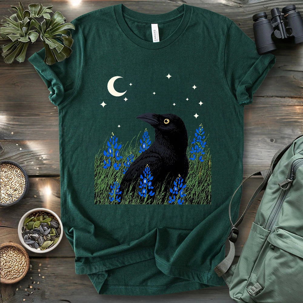 Crow On Bluebonnet Field T-shirt