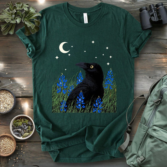 Crow On Bluebonnet Field T-shirt