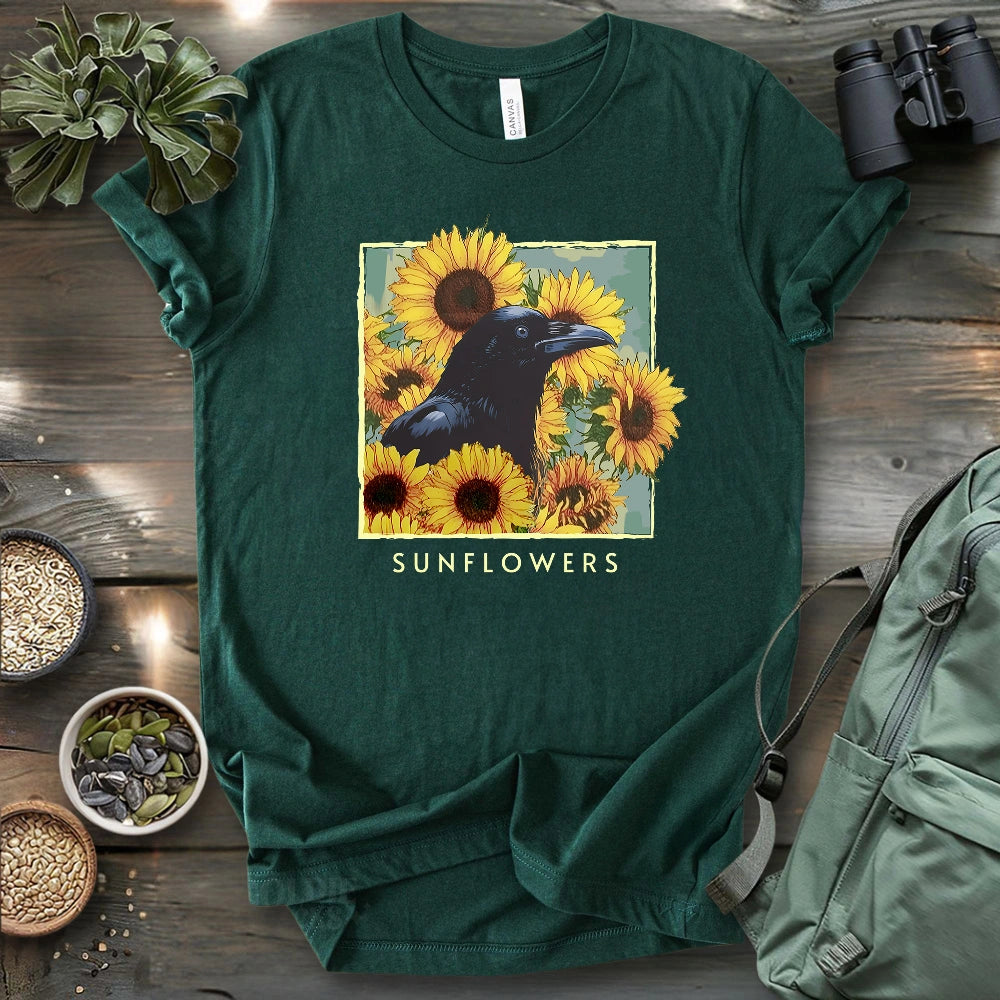 Crow With Sunflowers T-shirt