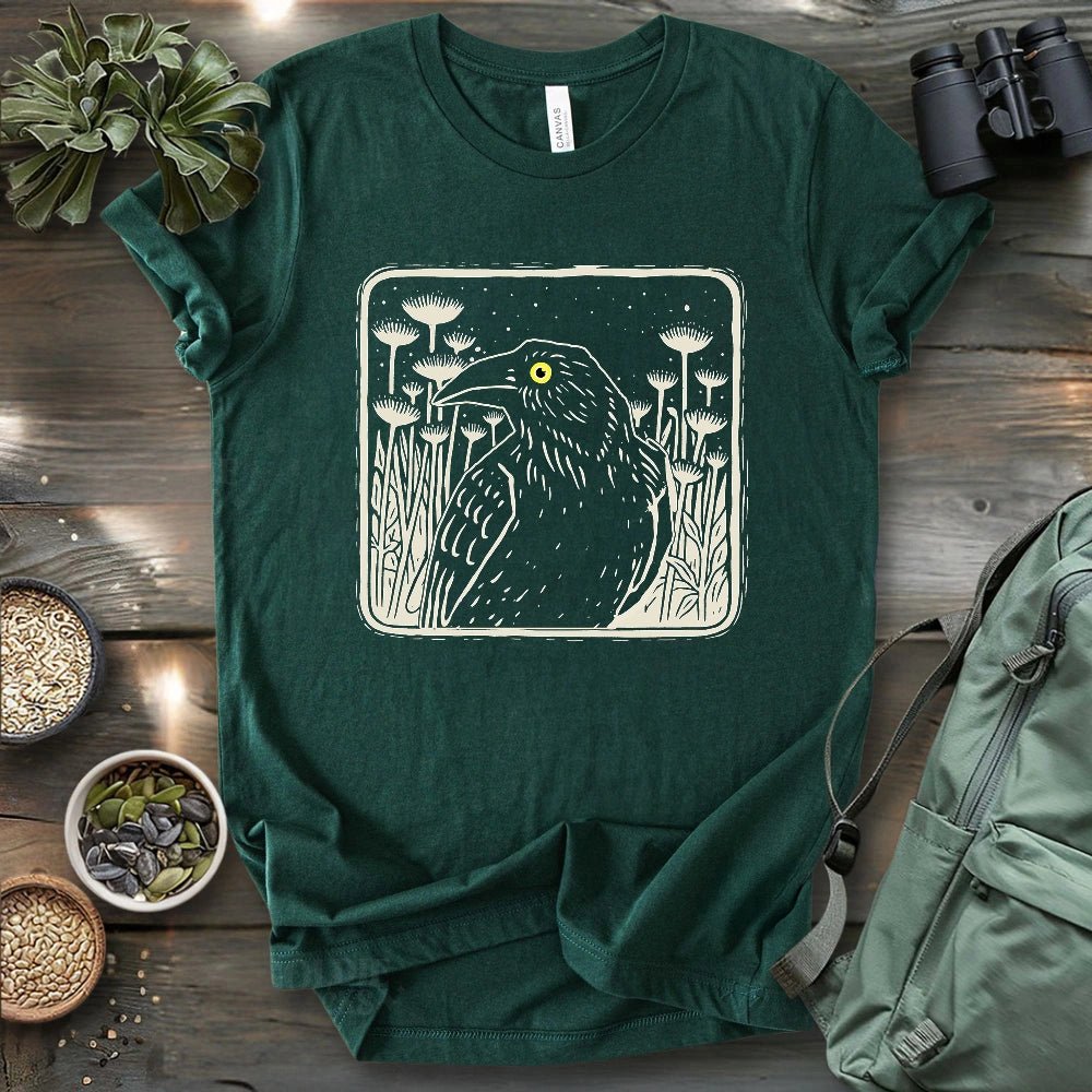 Floral Crow Silhouette T-shirt
