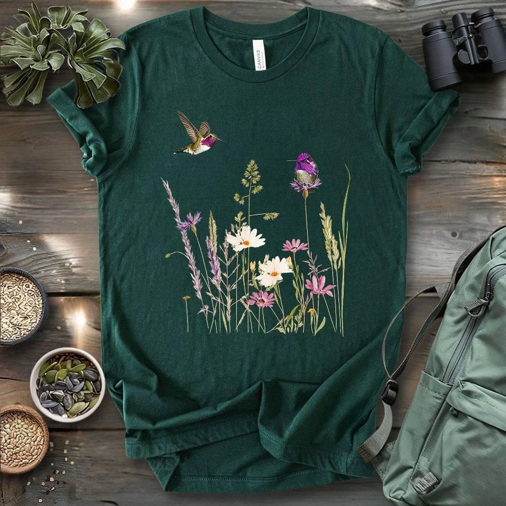 Hummingbirds And Wildflowers T-shirt