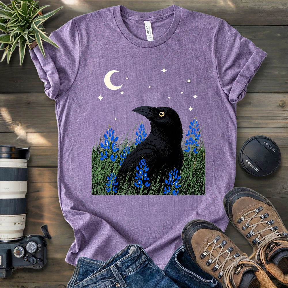 Crow On Bluebonnet Field T-shirt