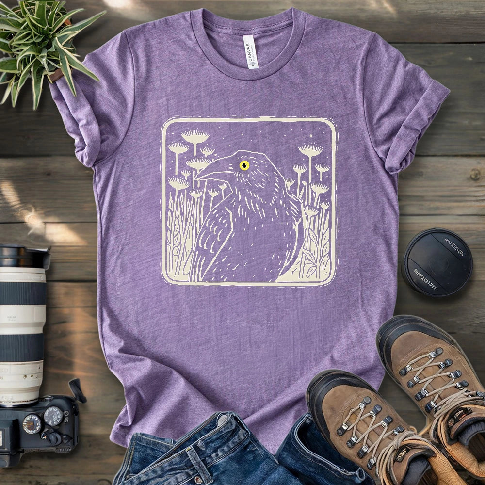 Floral Crow Silhouette T-shirt
