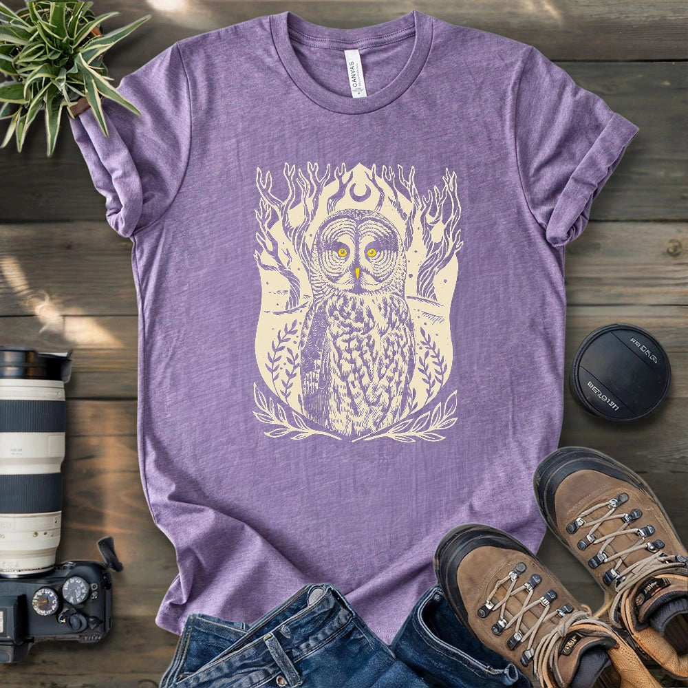 Great Grey Owl Linocut T-shirt