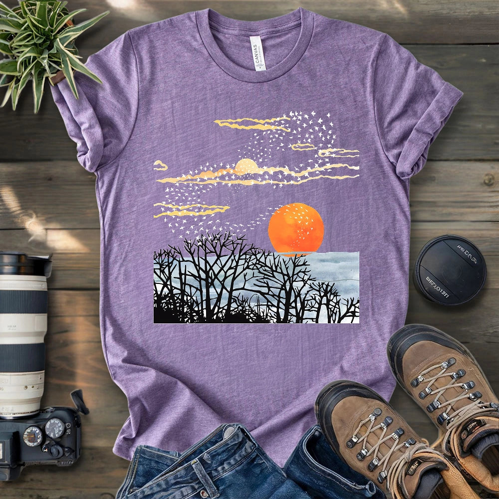 Sunset Starling Murmuration T-shirt