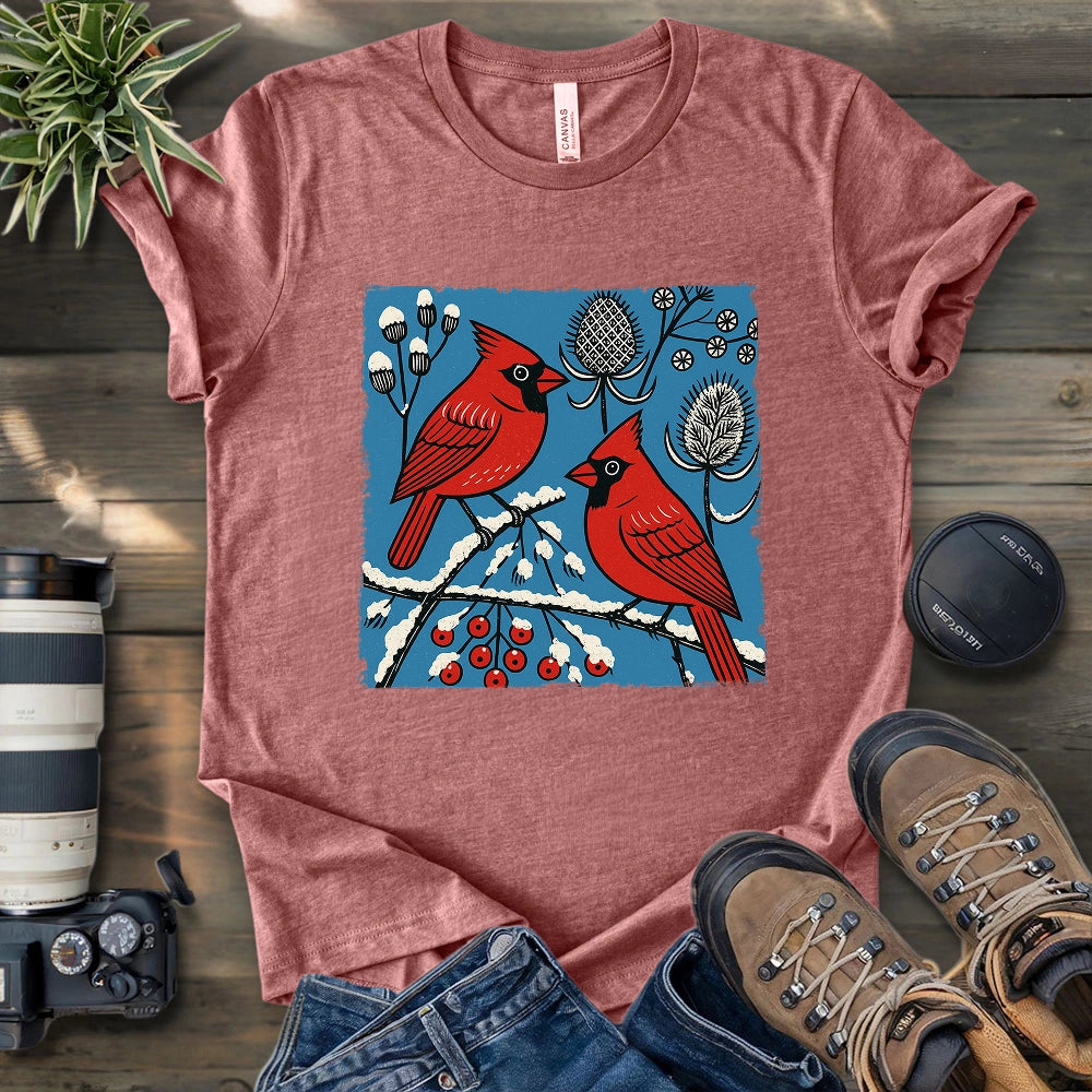 Cardinals In Winter T-shirt