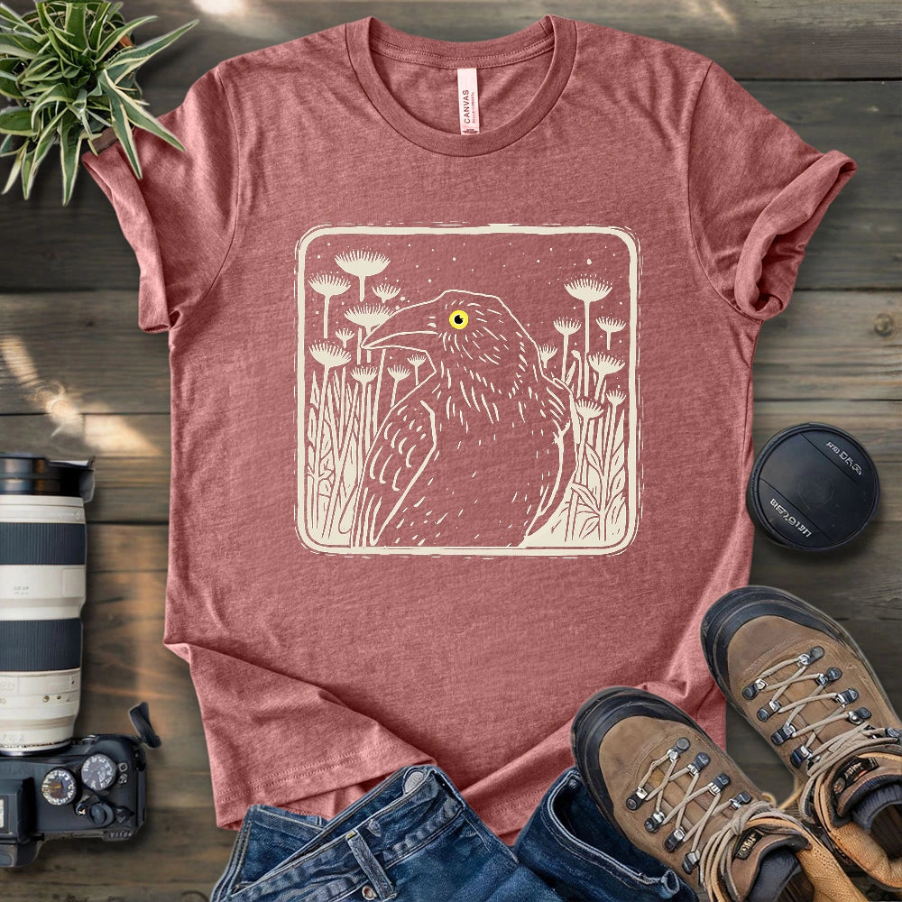 Floral Crow Silhouette T-shirt