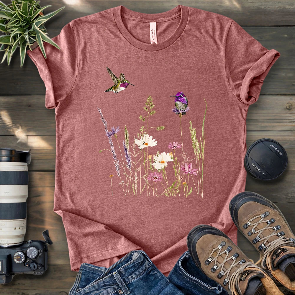 Hummingbirds And Wildflowers T-shirt