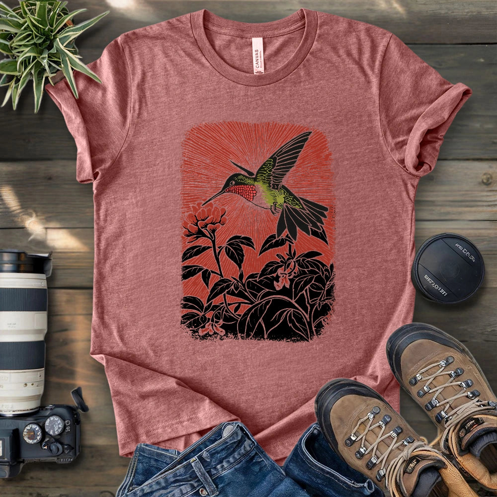 Linocut Hummingbird T-shirt
