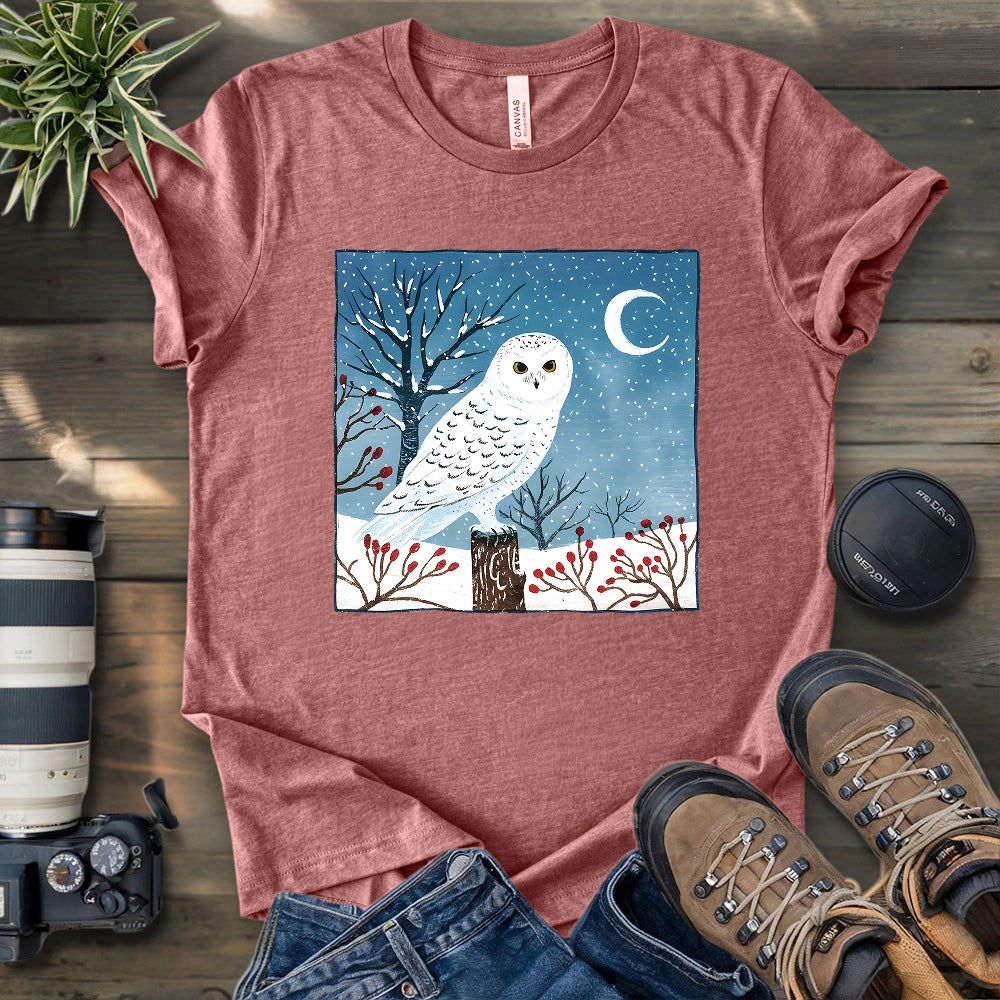 Snowy Owl at Midnight T-shirt