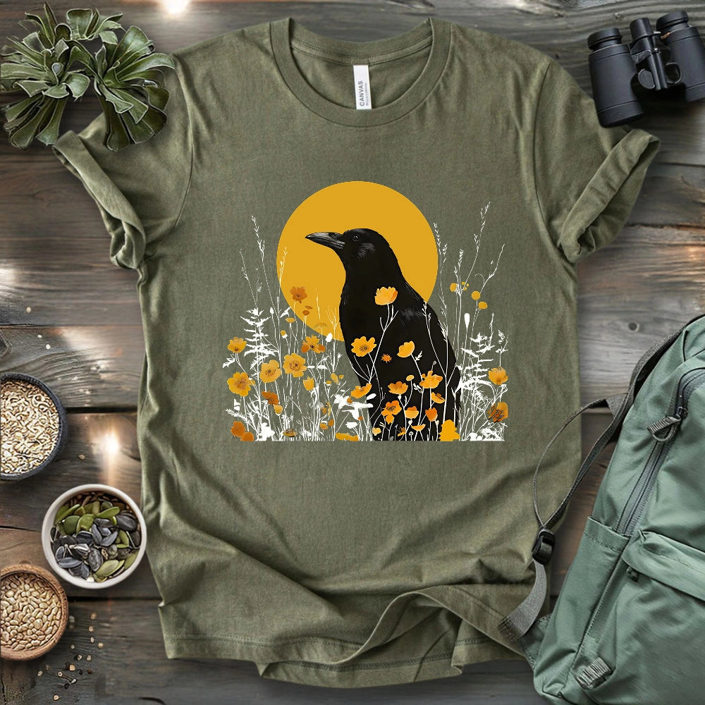 American Crow With Poppies T-shirt