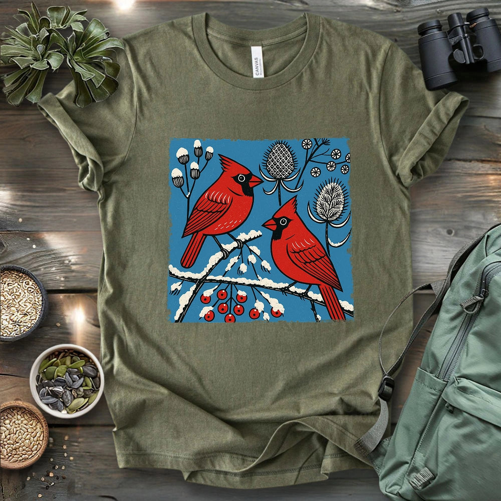 Cardinals In Winter T-shirt