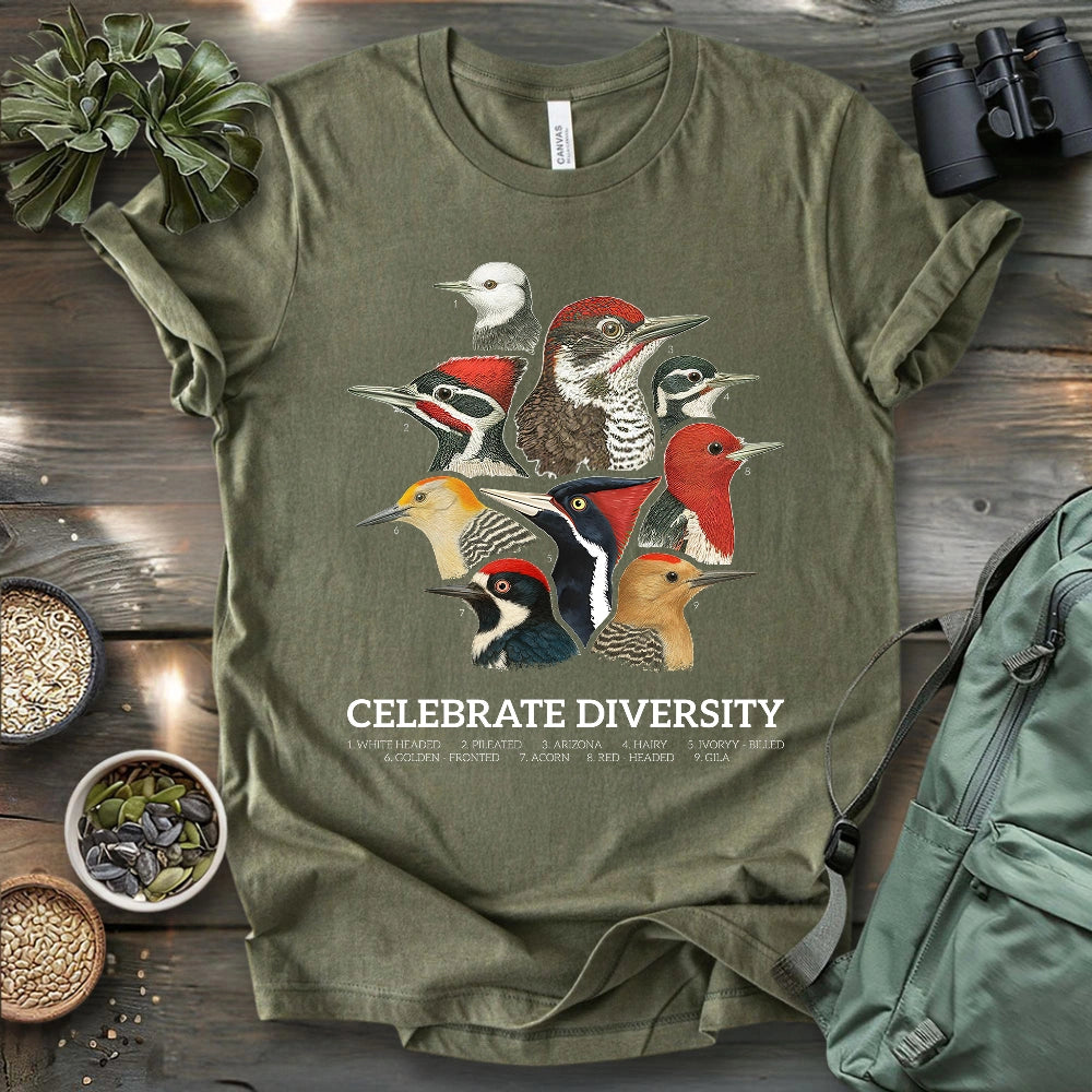 Celebrate Diversity Of Woodpeckers T-shirt