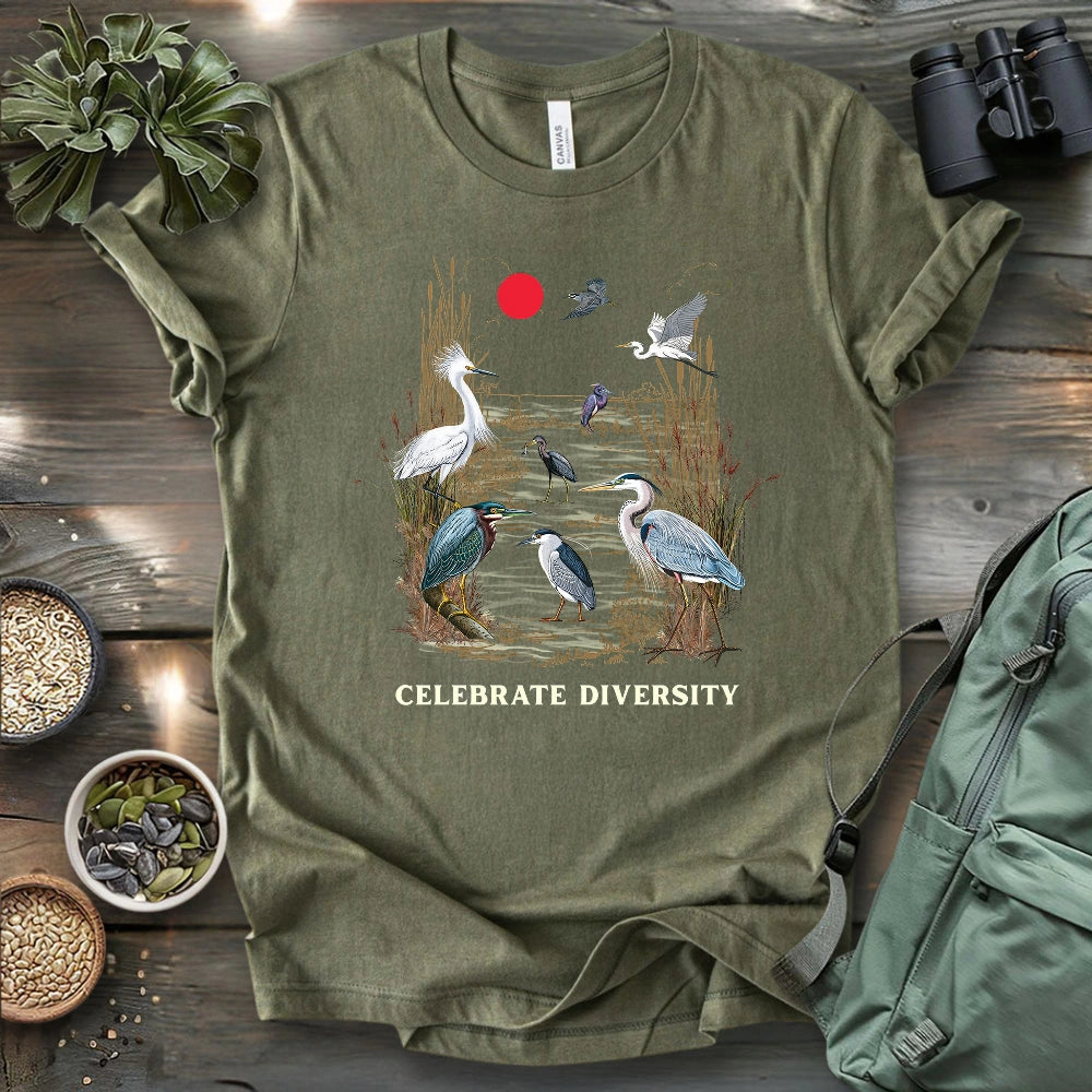 Celebrate Heron Diversity T-shirt
