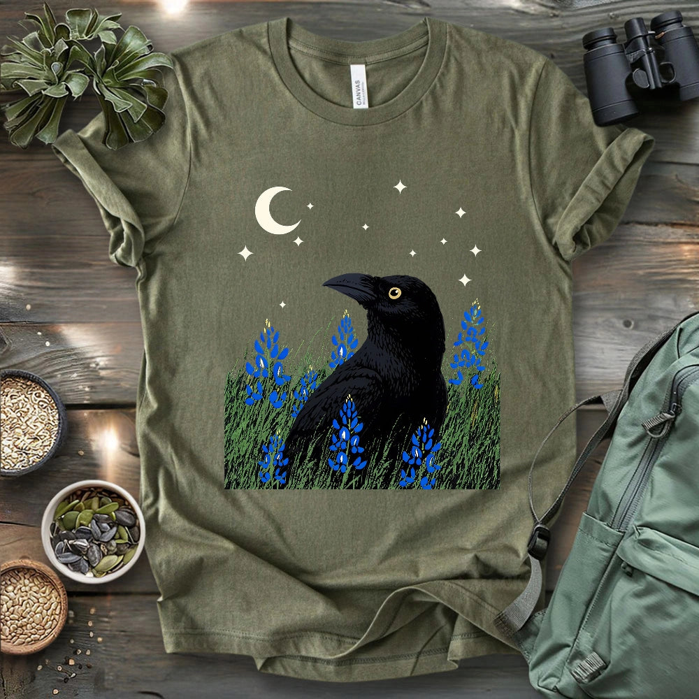 Crow On Bluebonnet Field T-shirt