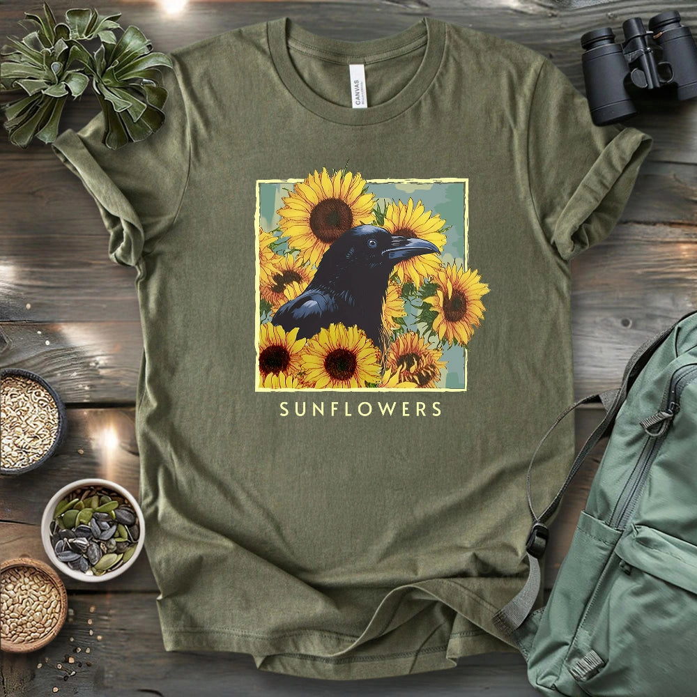 Crow With Sunflowers T-shirt