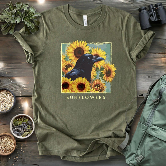 Crow With Sunflowers T-shirt