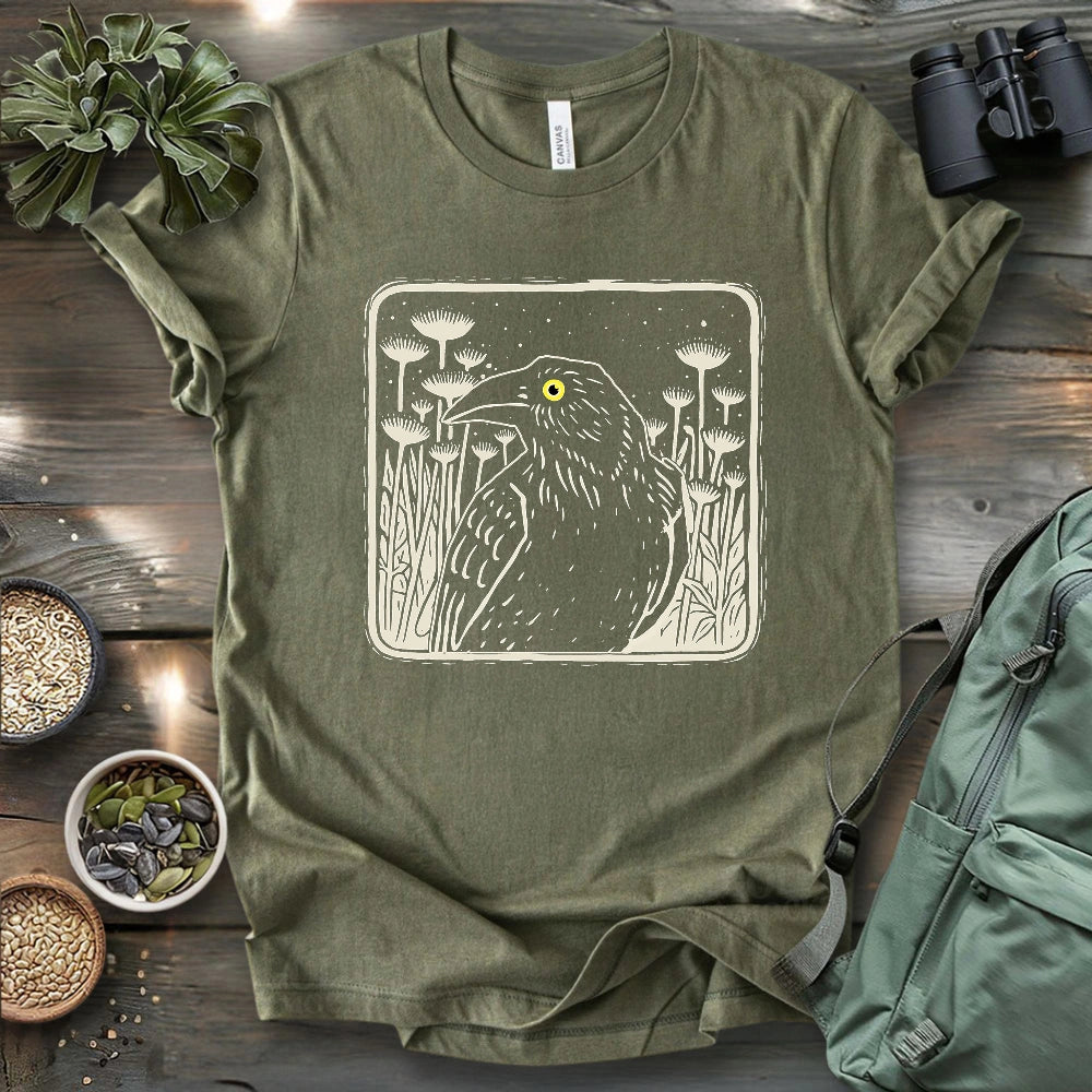 Floral Crow Silhouette T-shirt