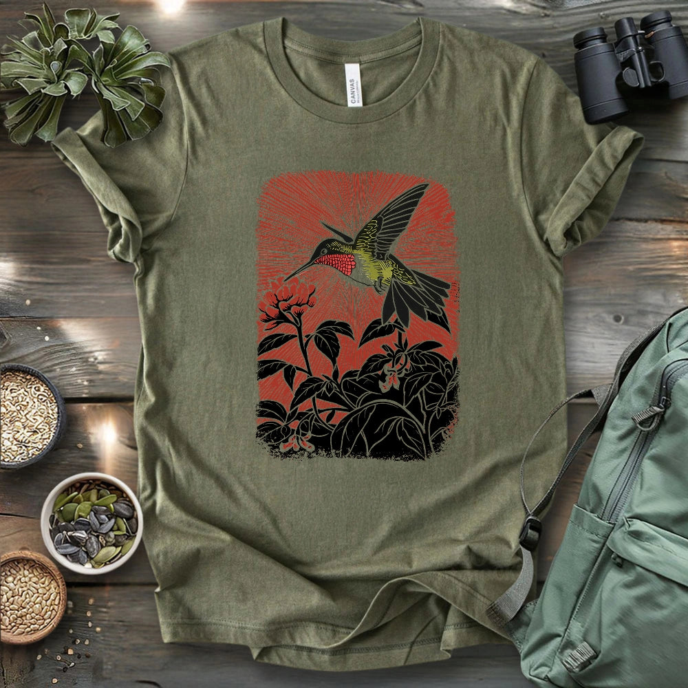 Linocut Hummingbird T-shirt