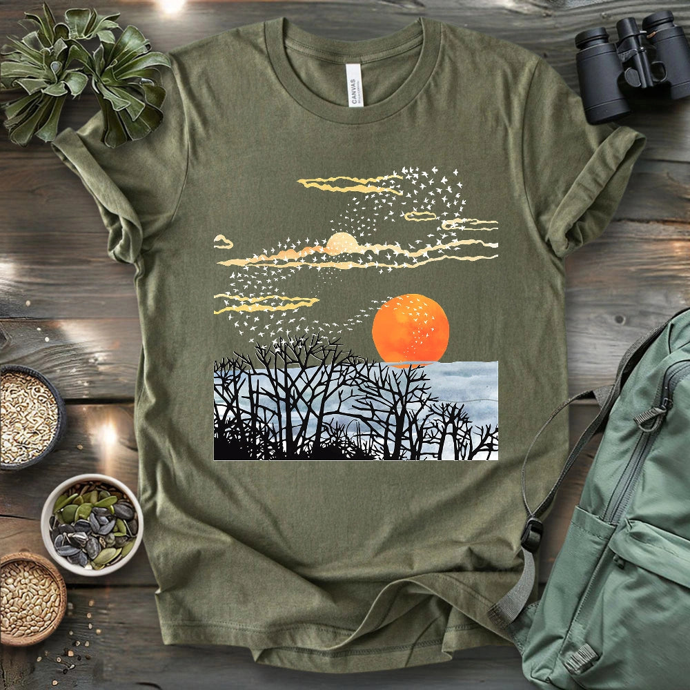 Sunset Starling Murmuration T-shirt