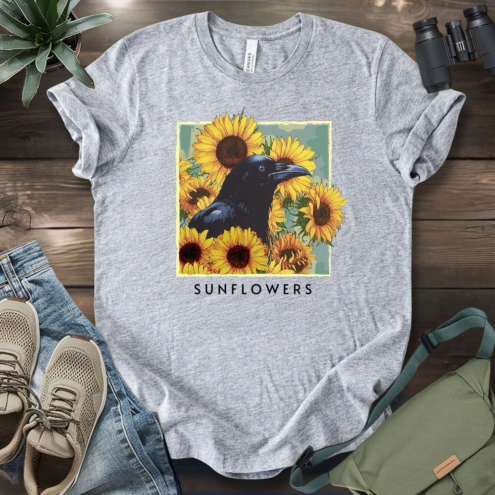 Crow With Sunflowers T-shirt