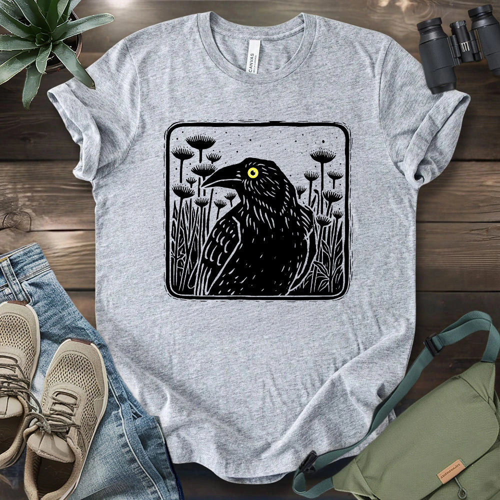 Floral Crow Silhouette T-shirt