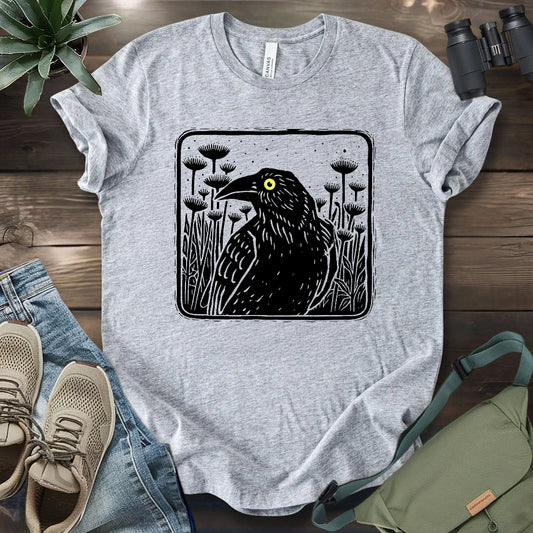 Floral Crow Silhouette T-shirt