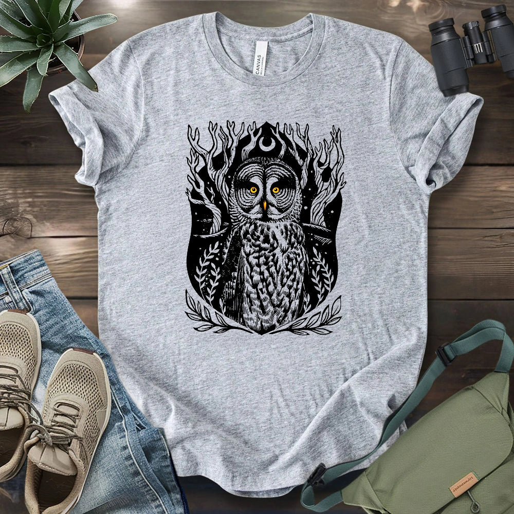Great Grey Owl Linocut T-shirt