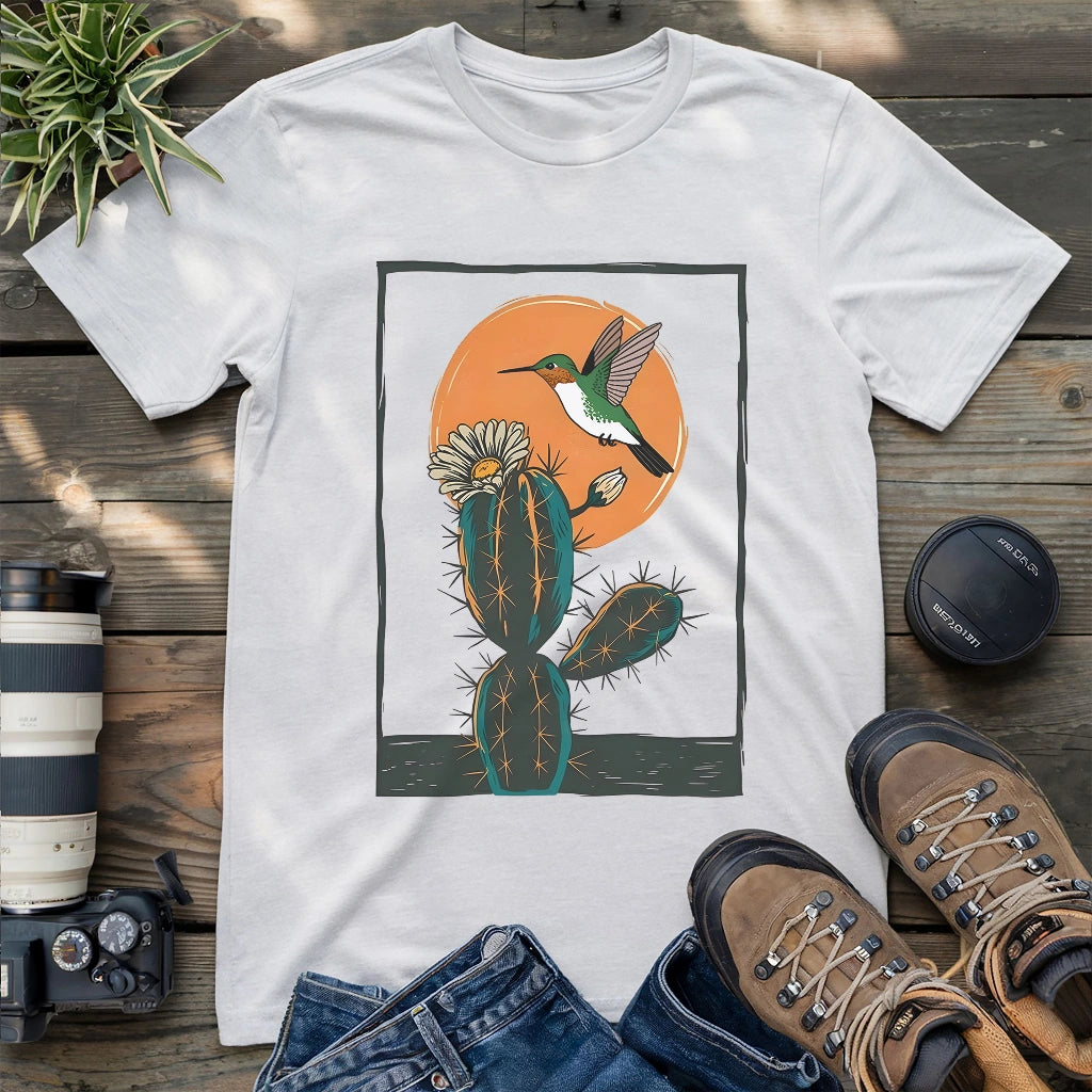 Hummingbird With Cactus T-shirt