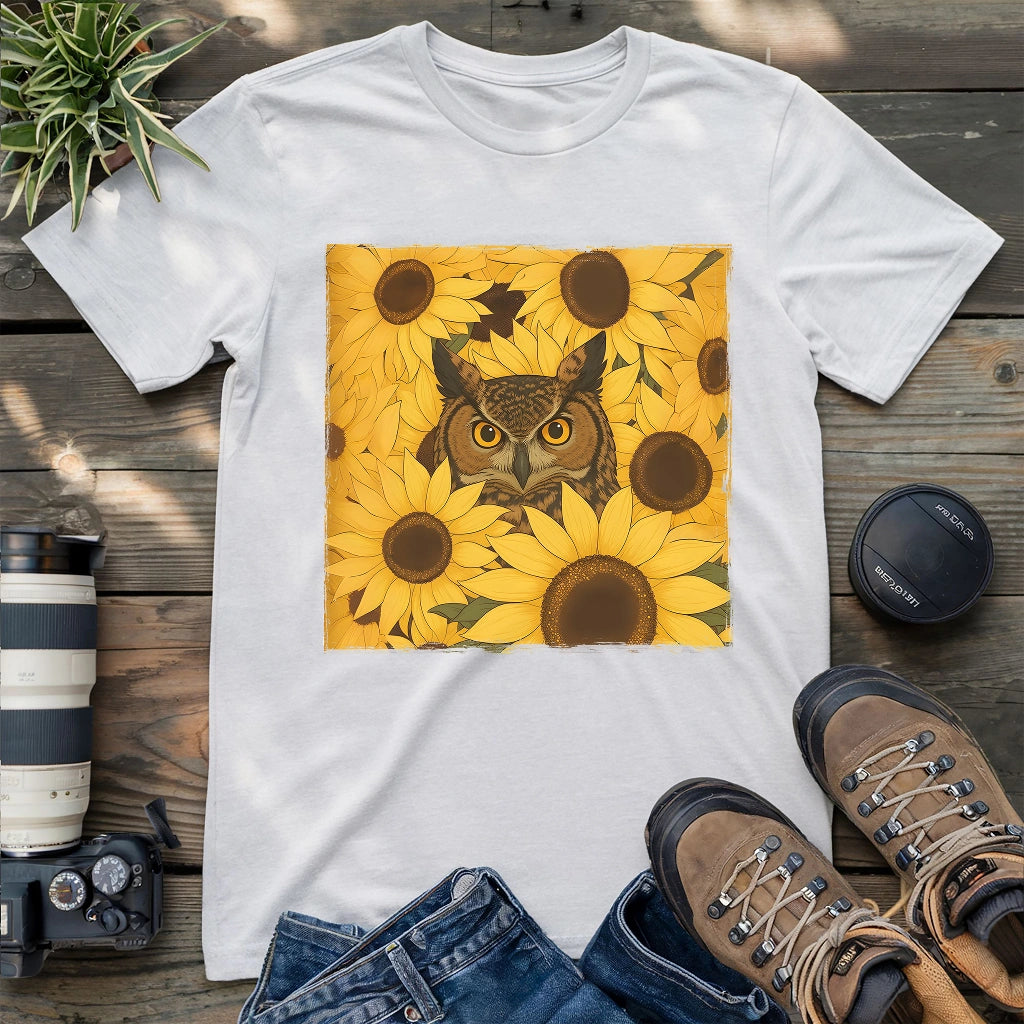 Owl In Sunflower Field T-shirt