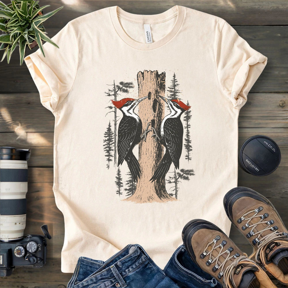 Twin Woodpeckers Drumming T-shirt