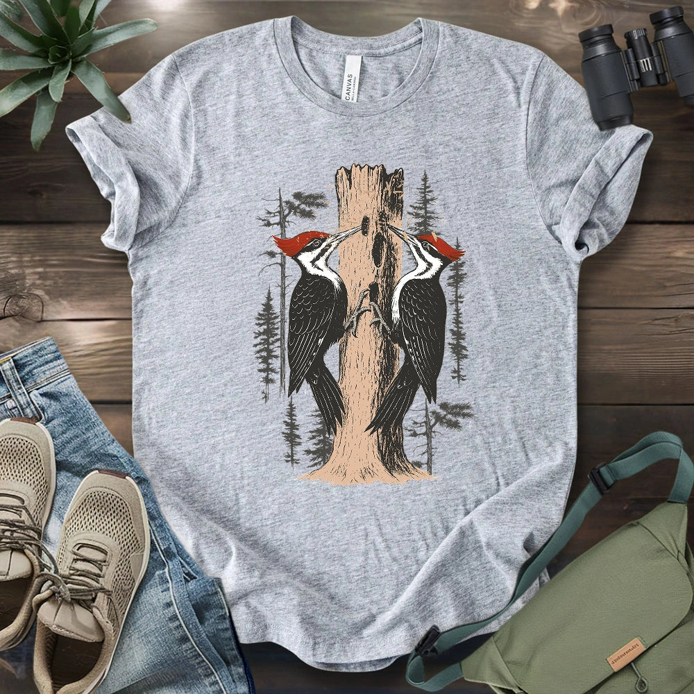 Twin Woodpeckers Drumming T-shirt