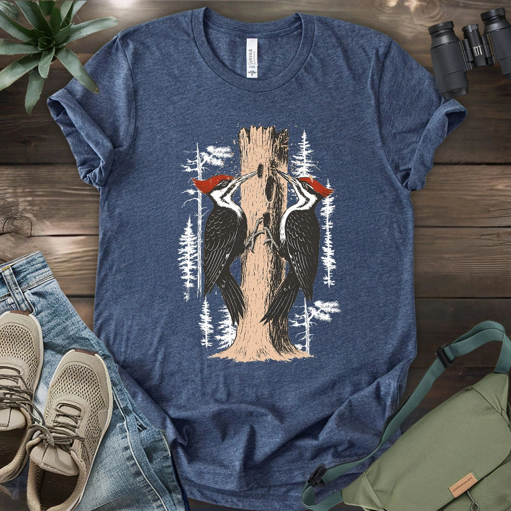 Twin Woodpeckers Drumming T-shirt