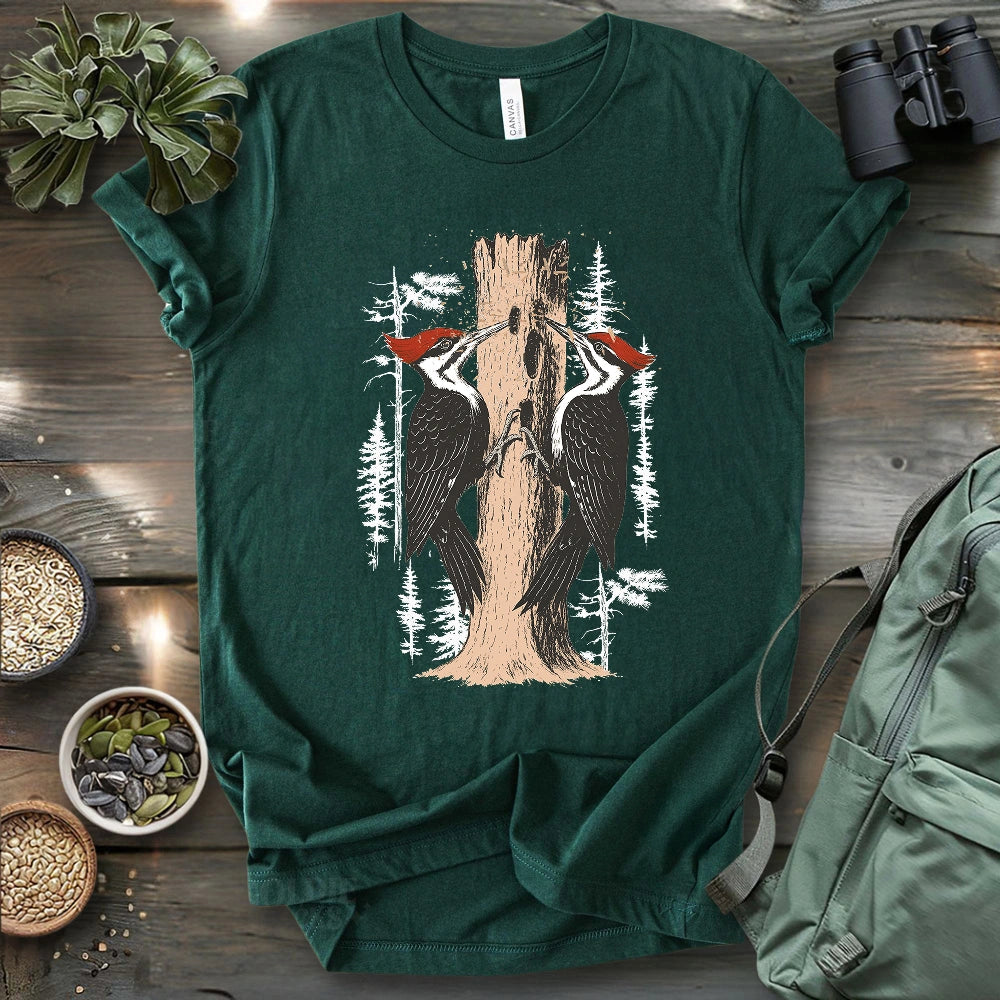 Twin Woodpeckers Drumming T-shirt