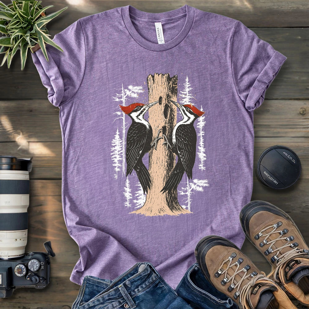 Twin Woodpeckers Drumming T-shirt