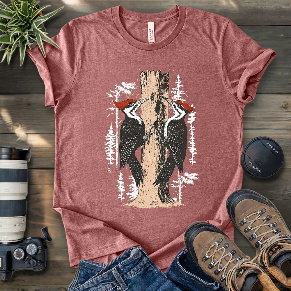 Twin Woodpeckers Drumming T-shirt