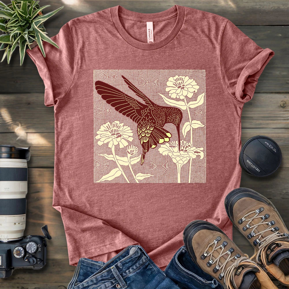 Linocut Hummingbird T-shirt