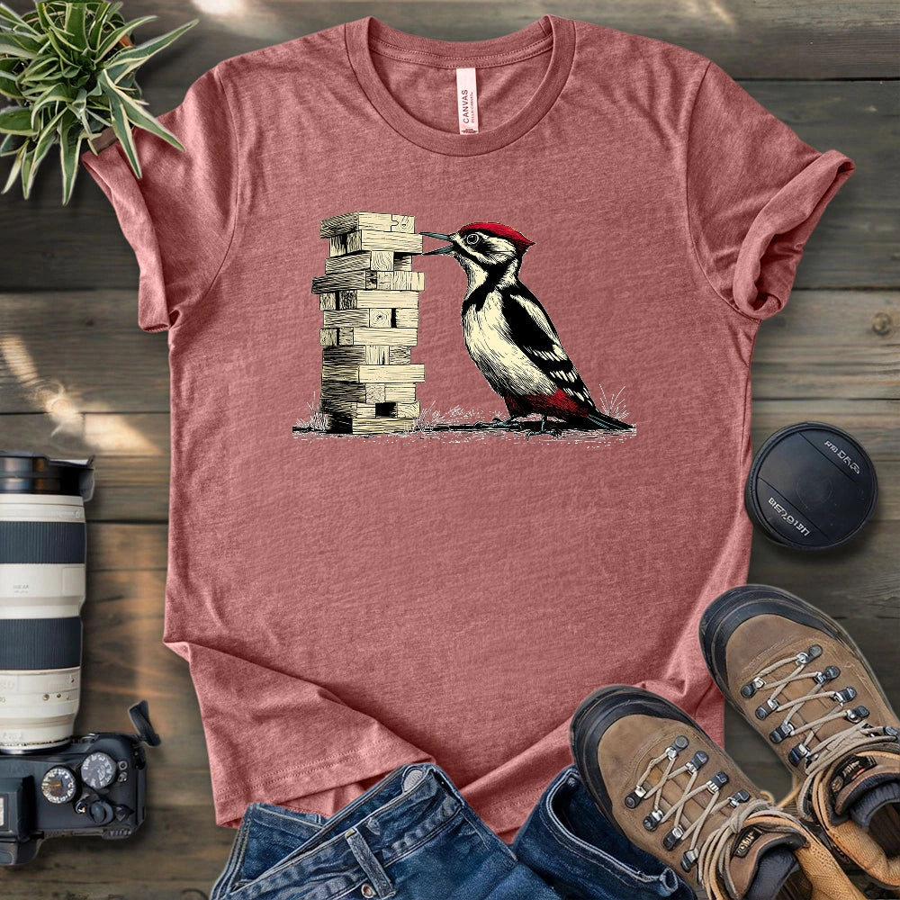 Woodpecker Playing Jenga T-shirt
