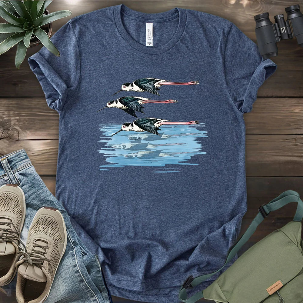 Black Necked Stilts Trio T-shirt