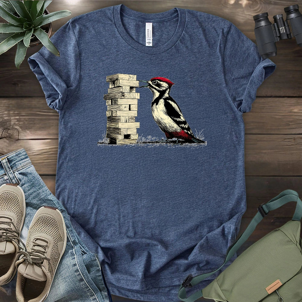 Woodpecker Playing Jenga T-shirt